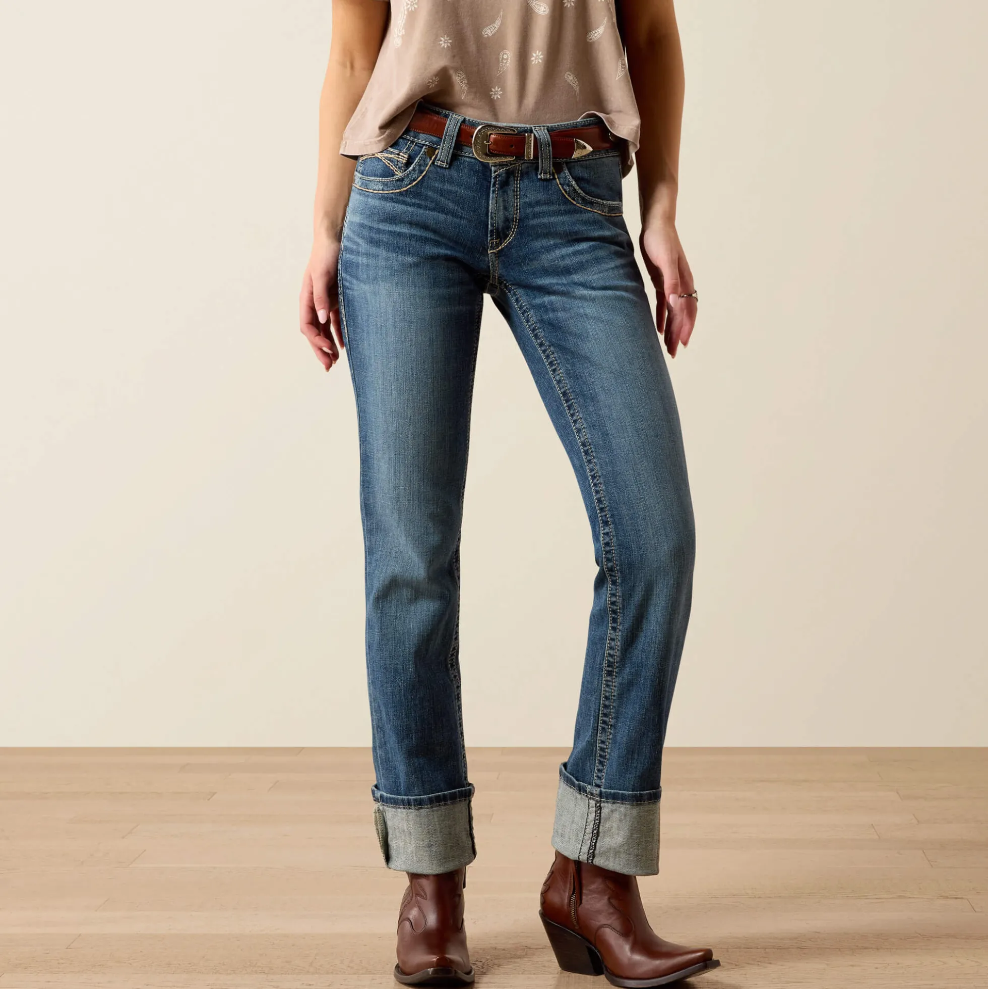 Mid Rise Estelle Straight Leg Jeans