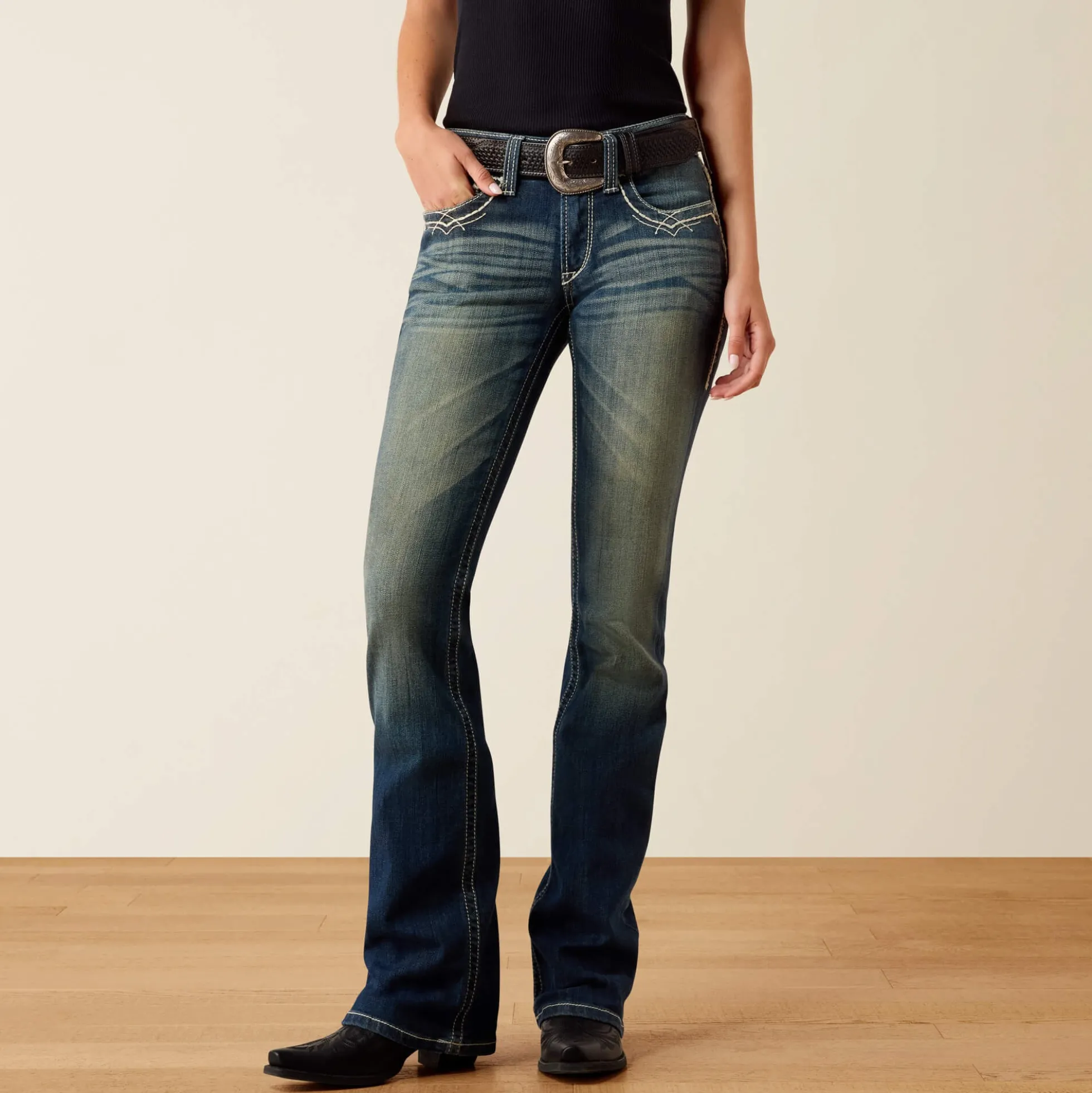 R.E.A.L. Mid Rise Stretch Entwined Boot Cut Jean