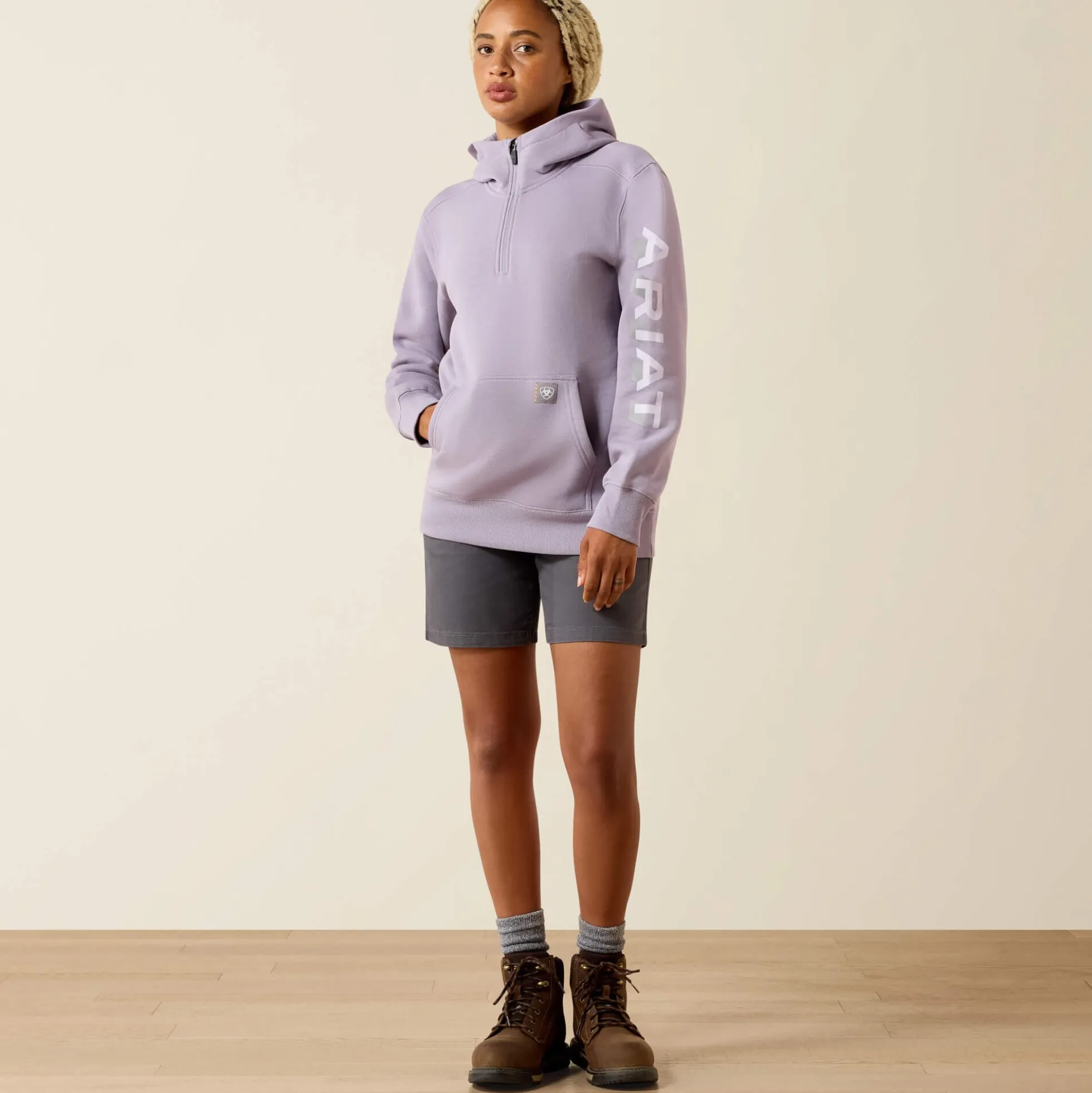 Rebar Lightweight Logo 1/2 Zip Hoodie